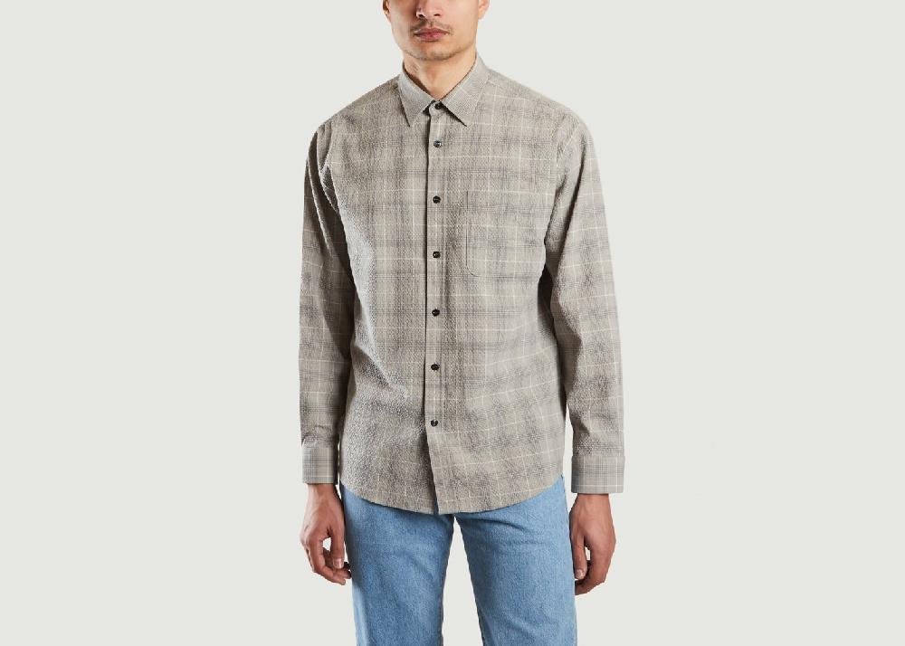 l'exception Chemise seersucker à carreaux Deon Gris No Nationality 07