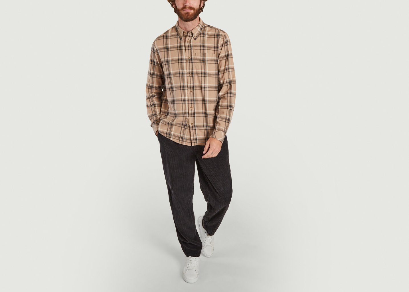 L'exception Chemise Sergé à Carreaux Chuck Beige Nudie Jeans
