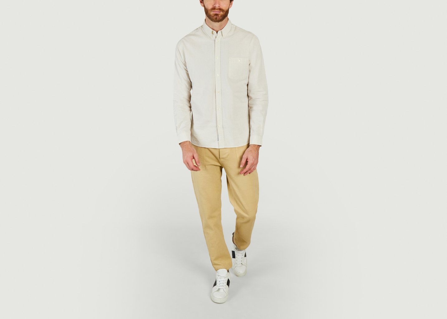 L'exception Chemise Severin Seersucker Beige Cuisse De Grenouille