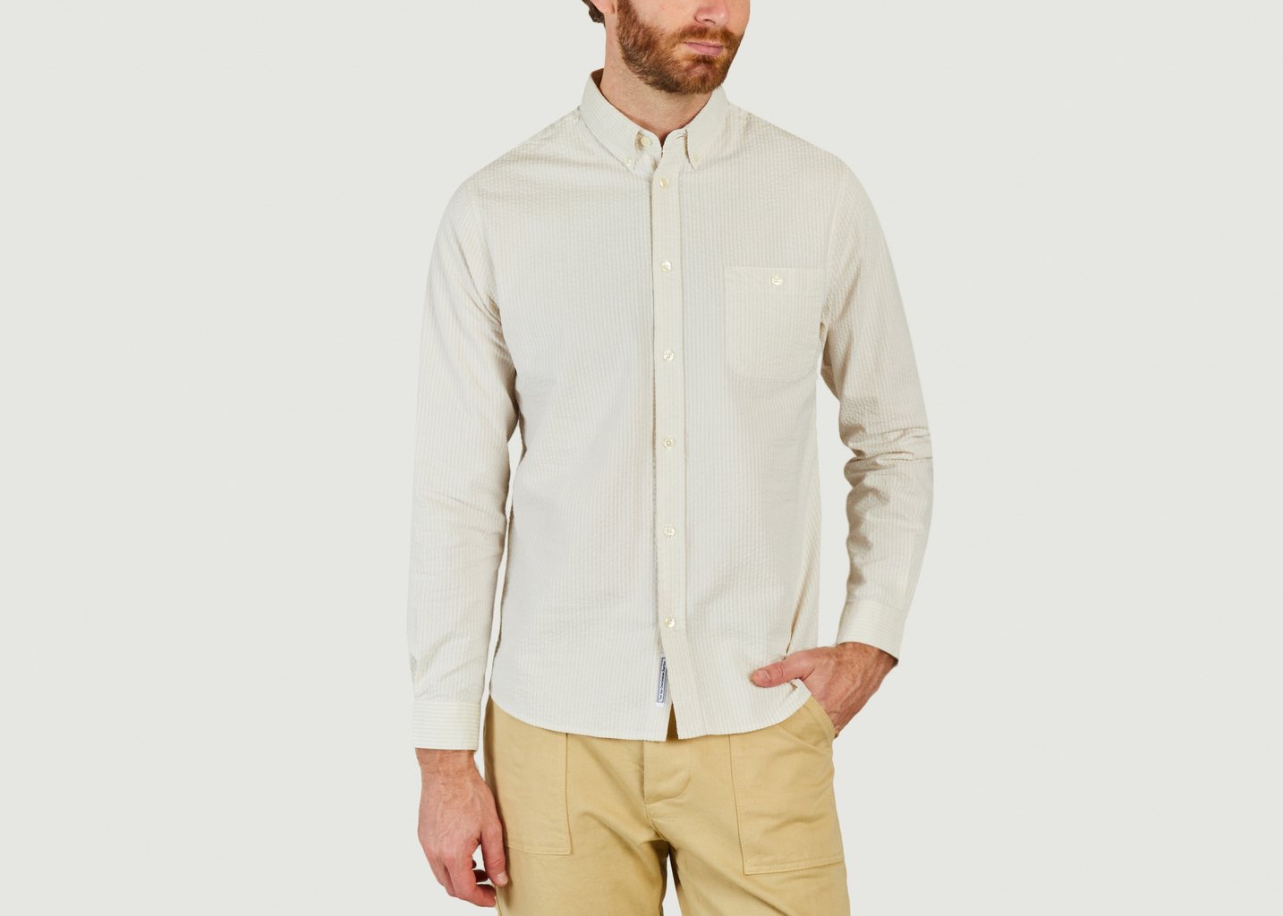 l'exception Chemise Severin Seersucker Beige Cuisse de Grenouille