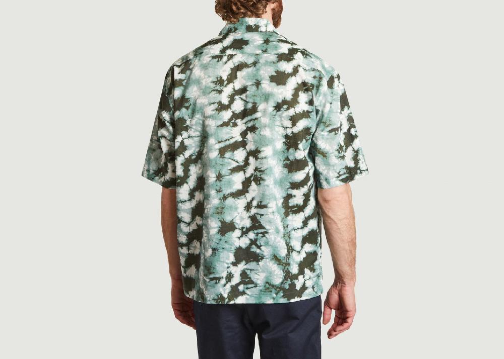 L'exception Chemise Tie And Dye En Coton Et Lin Manches Courtes Ayo Vert Samsoe & Samsoe