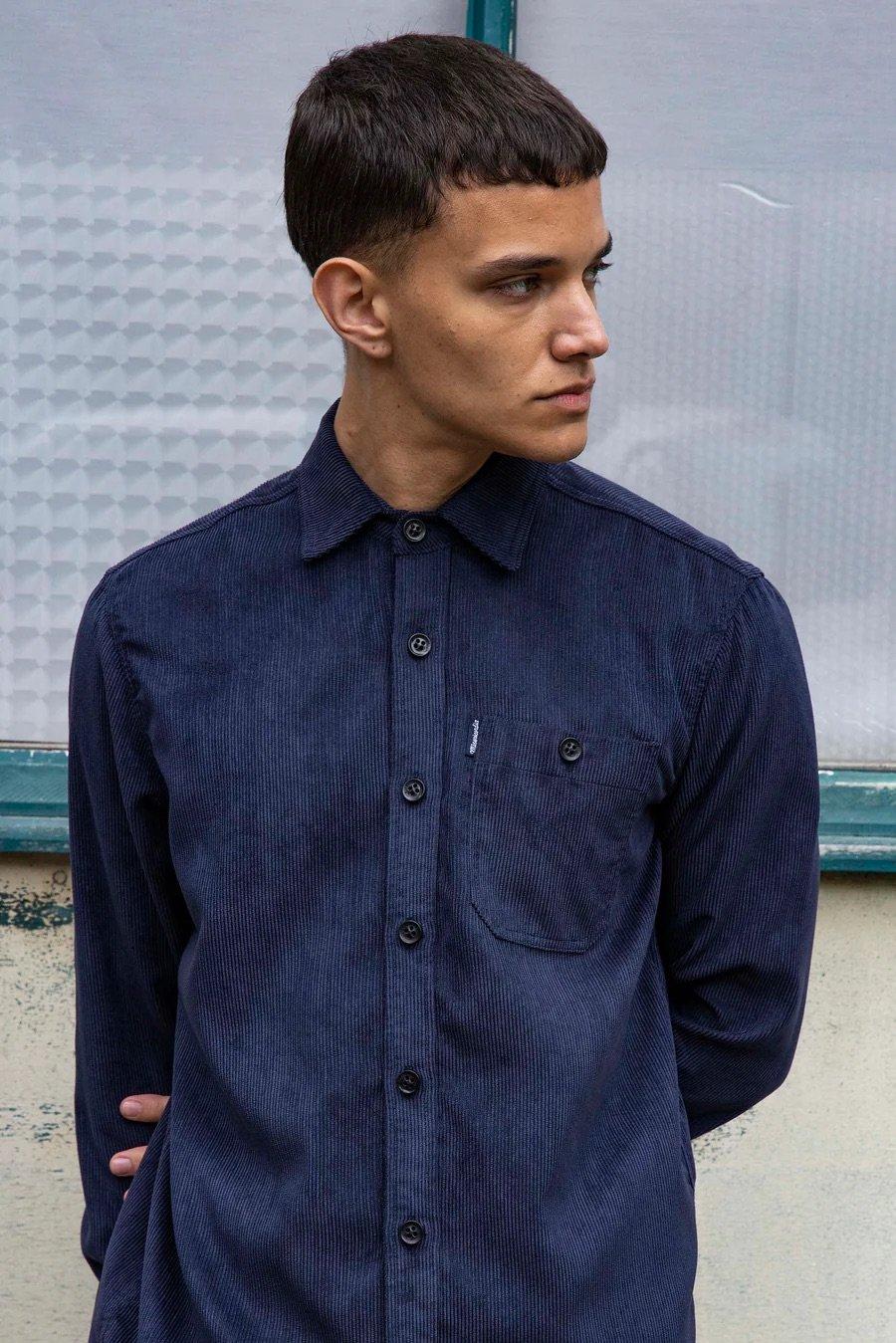 L'exception Chemise Velours Milleraies Bleu Marine Misericordia