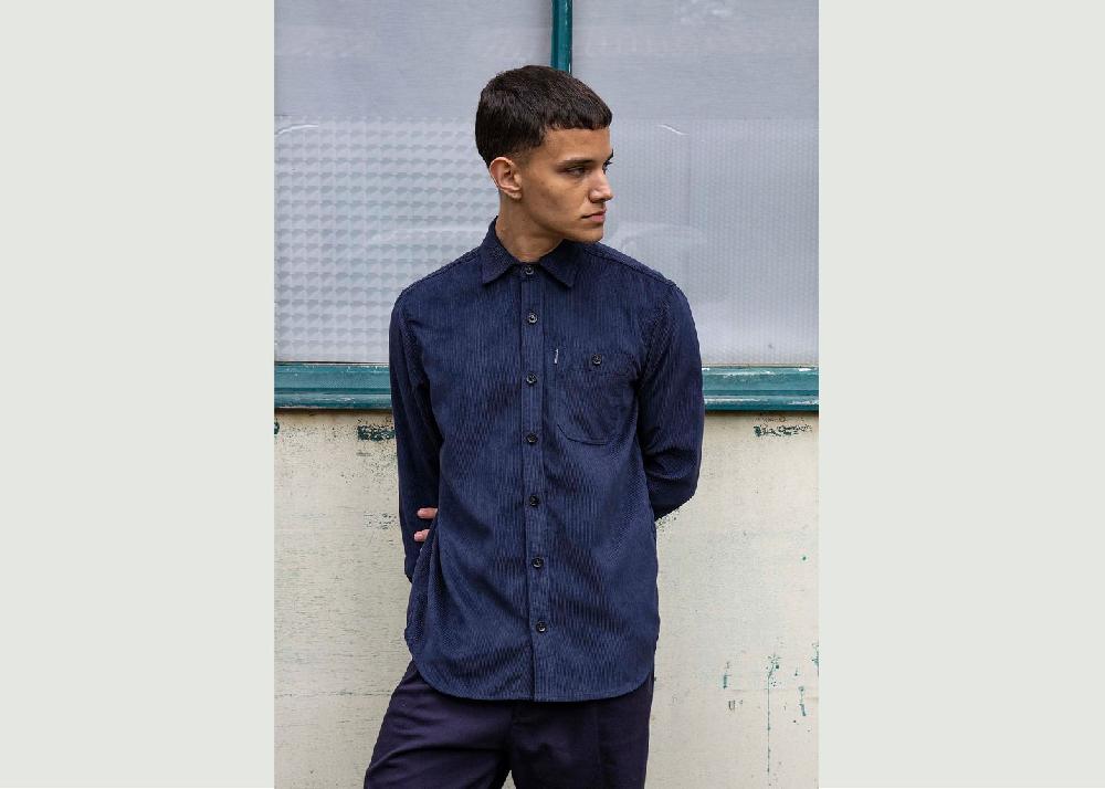 l'exception Chemise velours milleraies Bleu Marine Misericordia