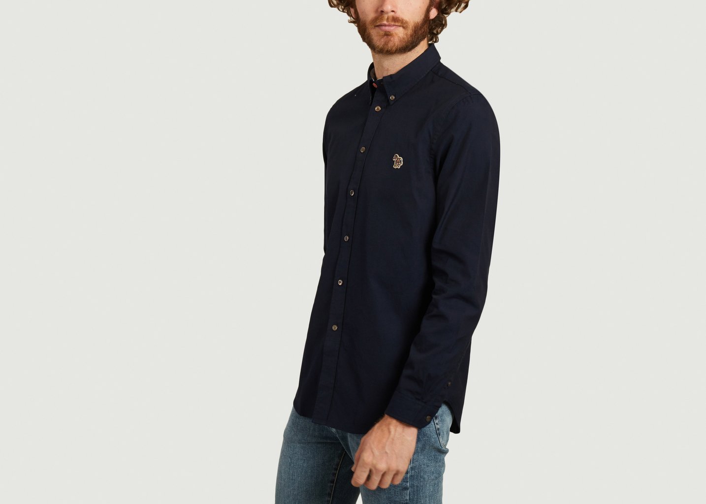 L'exception Chemise Zèbre En Coton Biologique Bleu Marine PS By PAUL SMITH