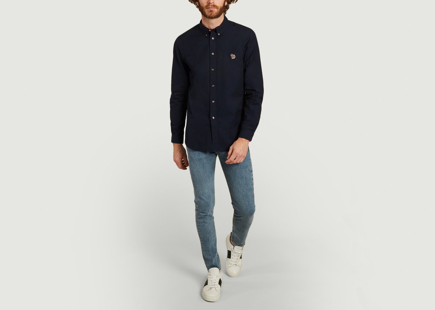 L'exception Chemise Zèbre En Coton Biologique Bleu Marine PS By PAUL SMITH