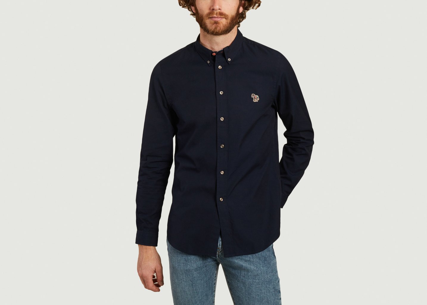l'exception Chemise Zèbre en coton biologique Bleu Marine PS by PAUL SMITH