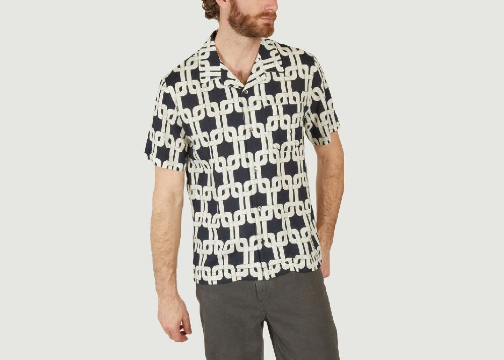 L'exception Chemisette à Motif Géométrique Lloyd Bleu Marine APC Paris