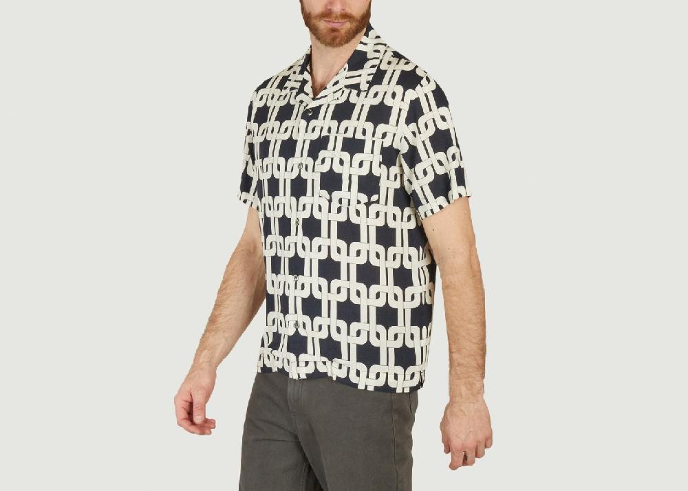 L'exception Chemisette à Motif Géométrique Lloyd Bleu Marine APC Paris