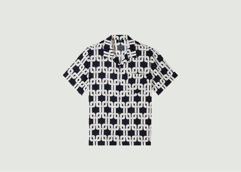 l'exception Chemisette à motif géométrique Lloyd Bleu Marine APC Paris
