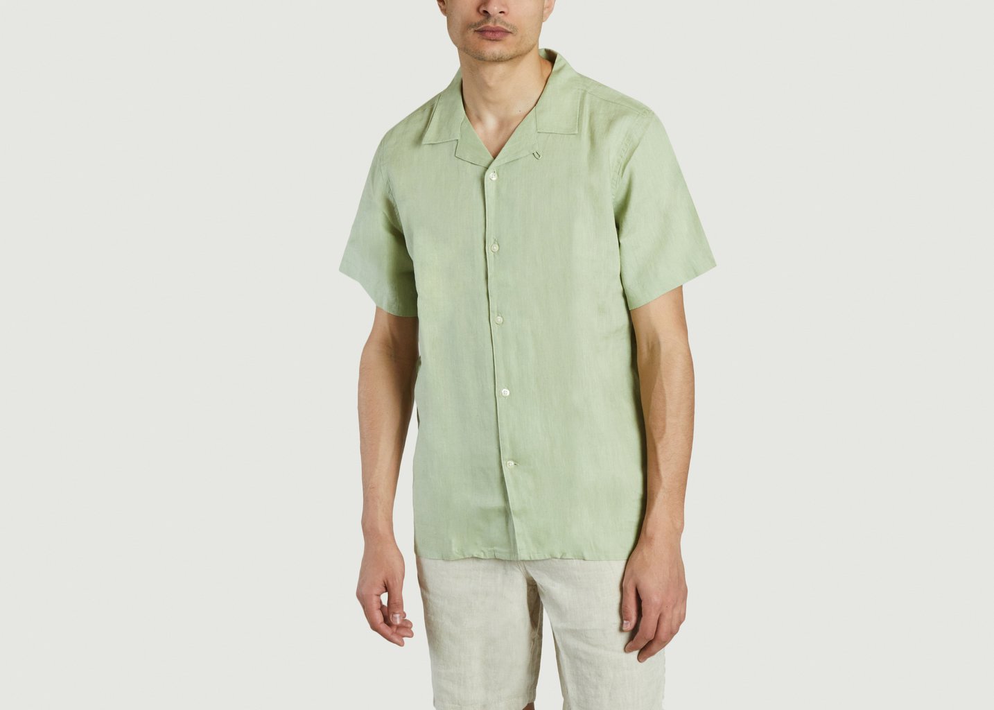 l'exception Chemisette en lin bio coupe boxy Menthe Knowledge Cotton Apparel