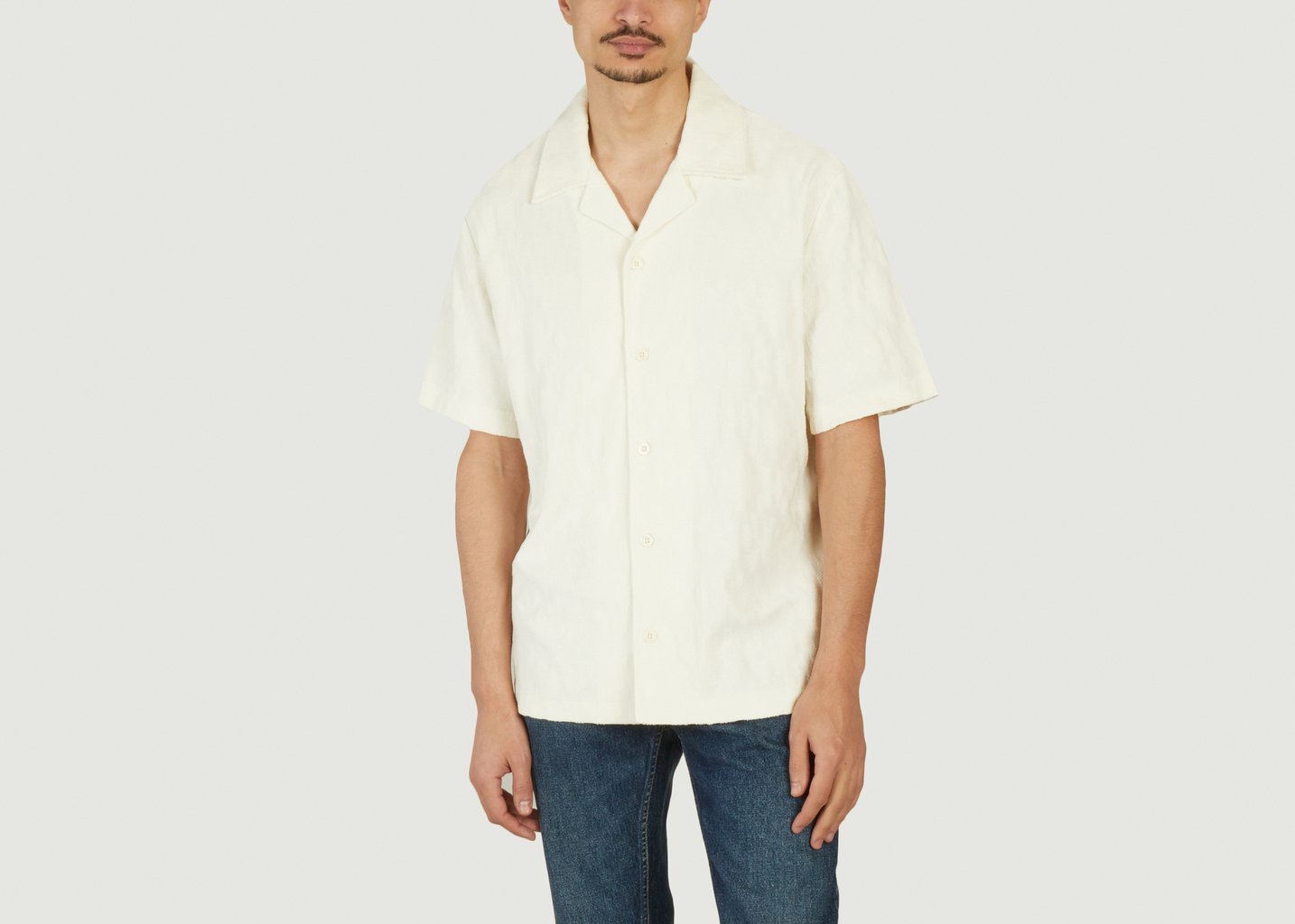 L'exception Chemisette Jacquard Texturé Coupe Relax Crème Gant