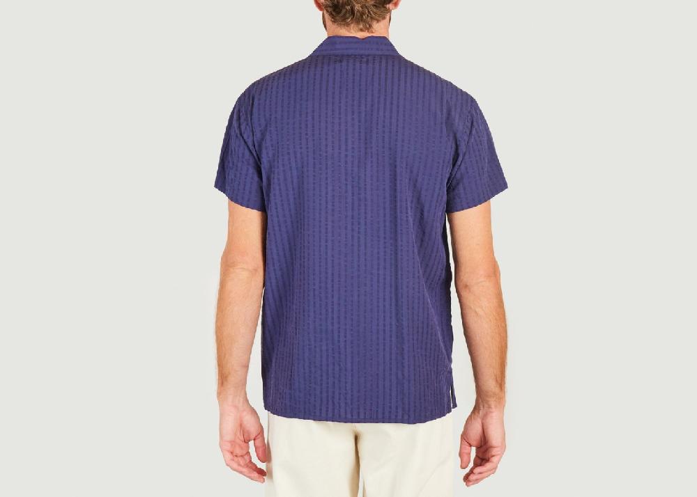 L'exception Chemisette Rayée En Tencel Hilo Bleu Marine Olow Paris