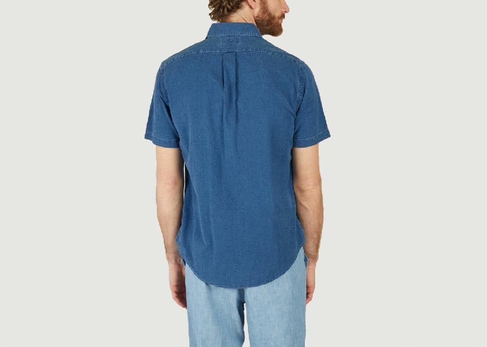 L'exception Chemisette Siglée En Coton Seersucker Indigo Polo Ralph Lauren