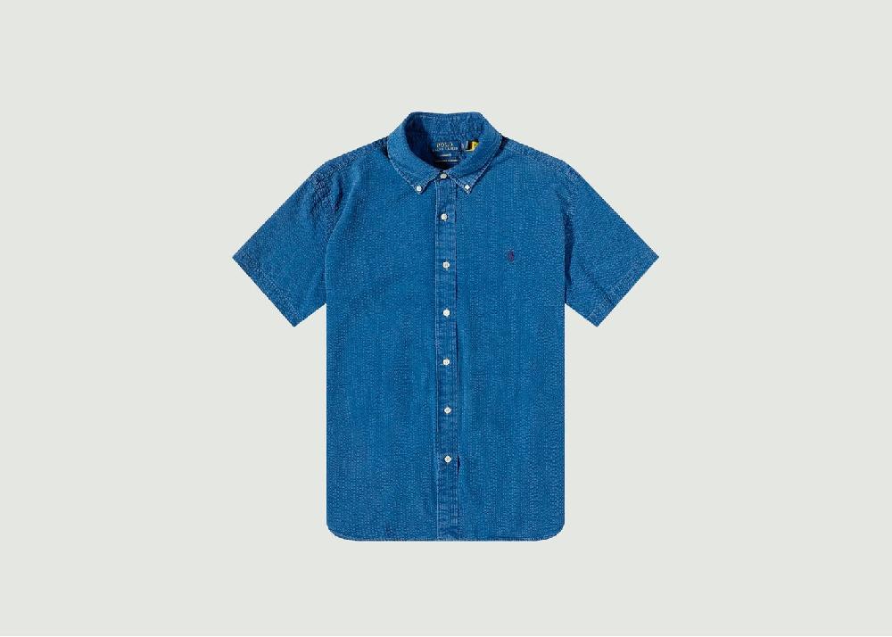 l'exception Chemisette siglée en coton seersucker Indigo Polo Ralph Lauren