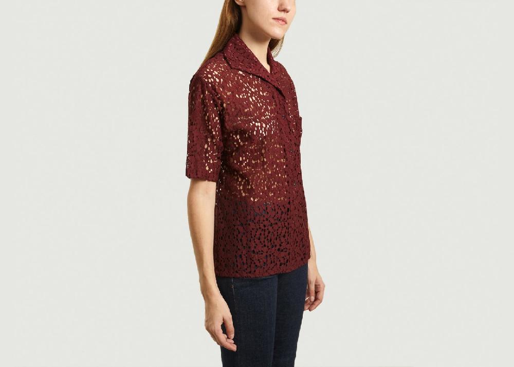 L'exception Chemisier Cuba Lace Manches Courtes Bordeaux Roseanna