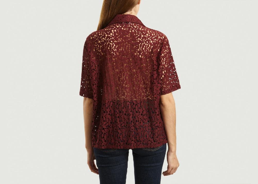 L'exception Chemisier Cuba Lace Manches Courtes Bordeaux Roseanna