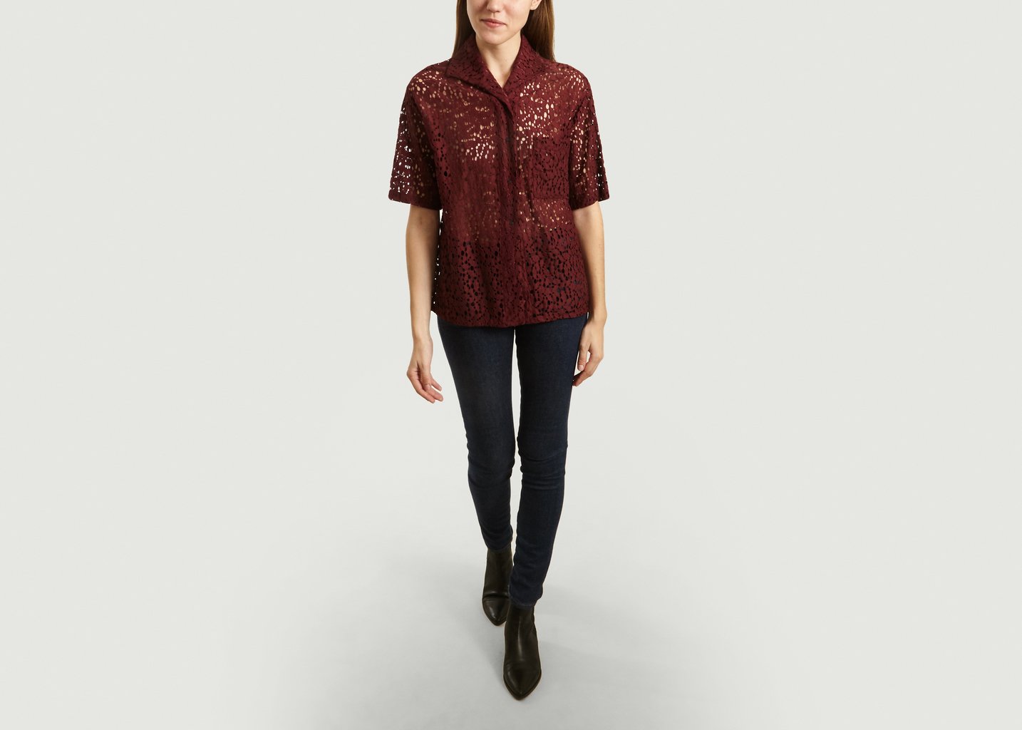 L'exception Chemisier Cuba Lace Manches Courtes Bordeaux Roseanna