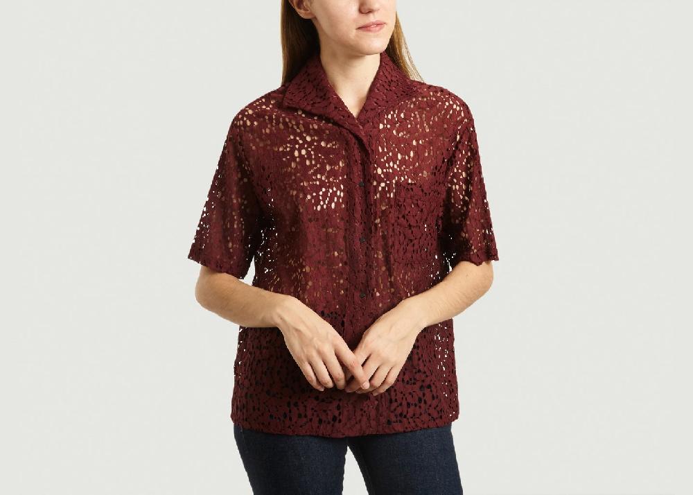 l'exception Chemisier Cuba Lace Manches Courtes Bordeaux Roseanna