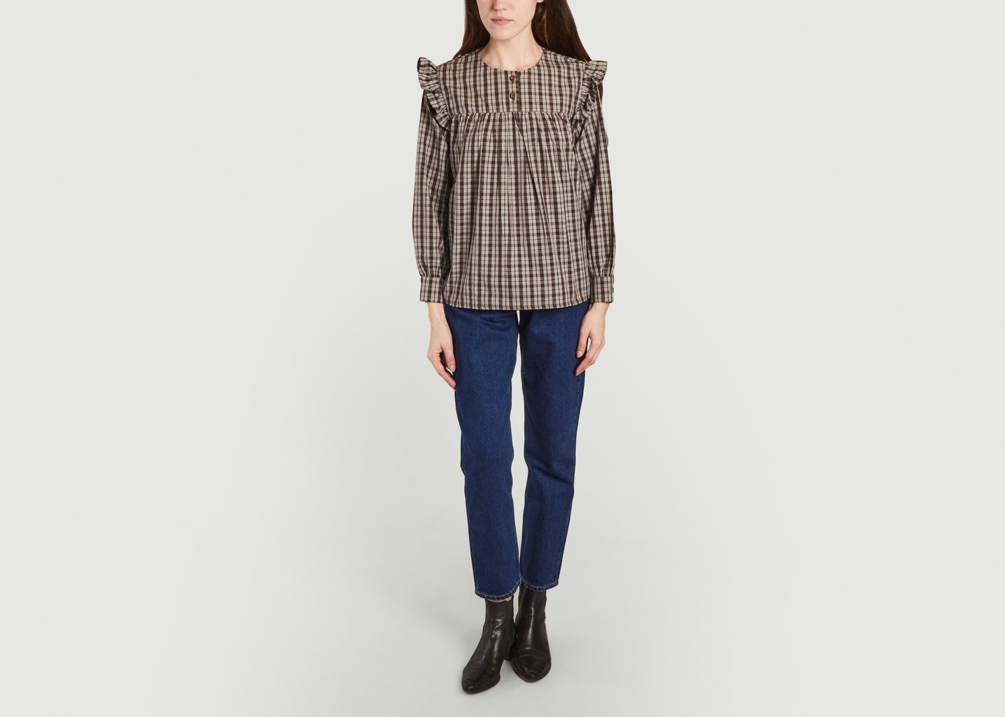 L'exception Chemisier Helen Checked Marron People Tree