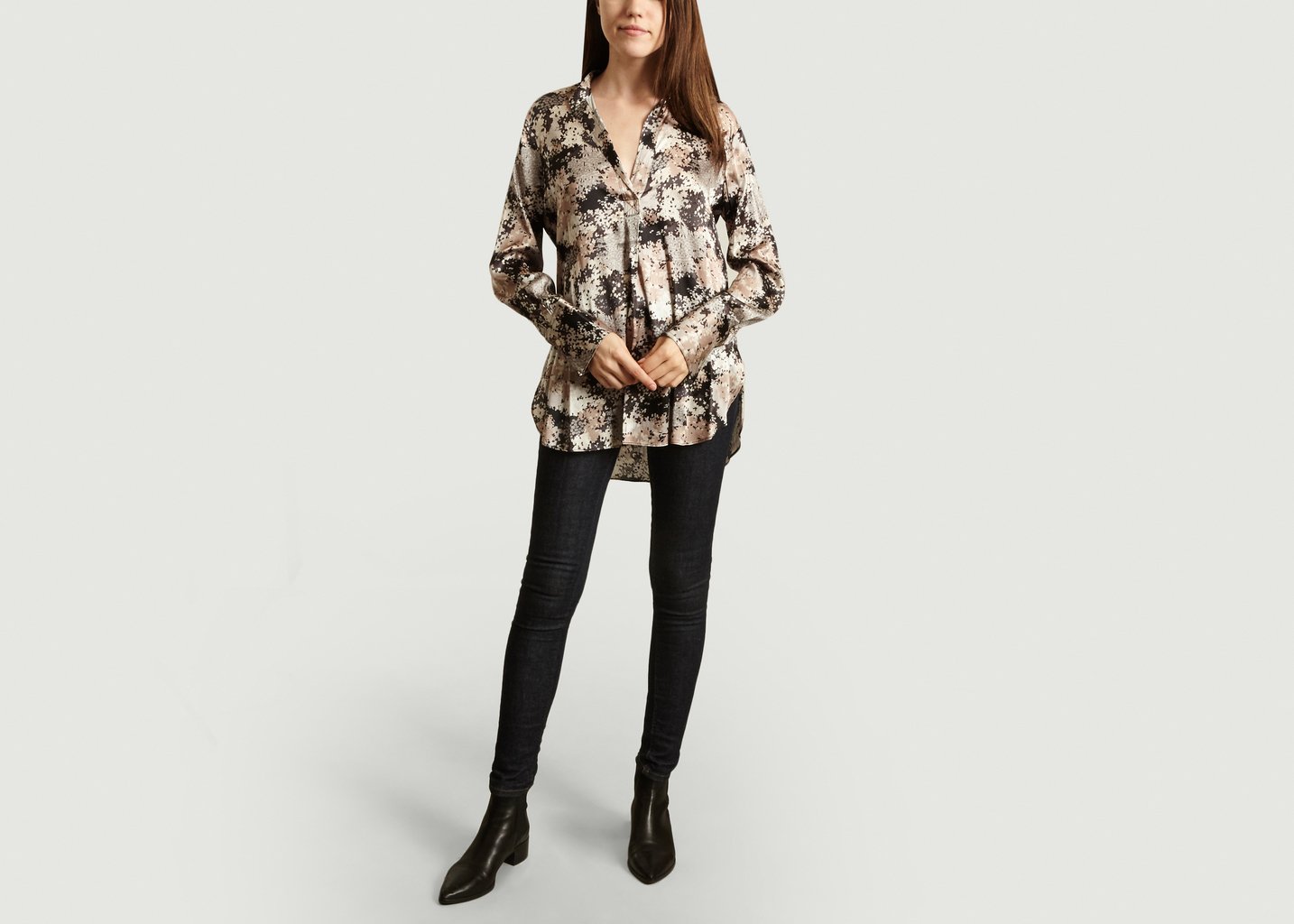 L'exception Chemisier Imprimé Mabillon Gris By Malene Birger