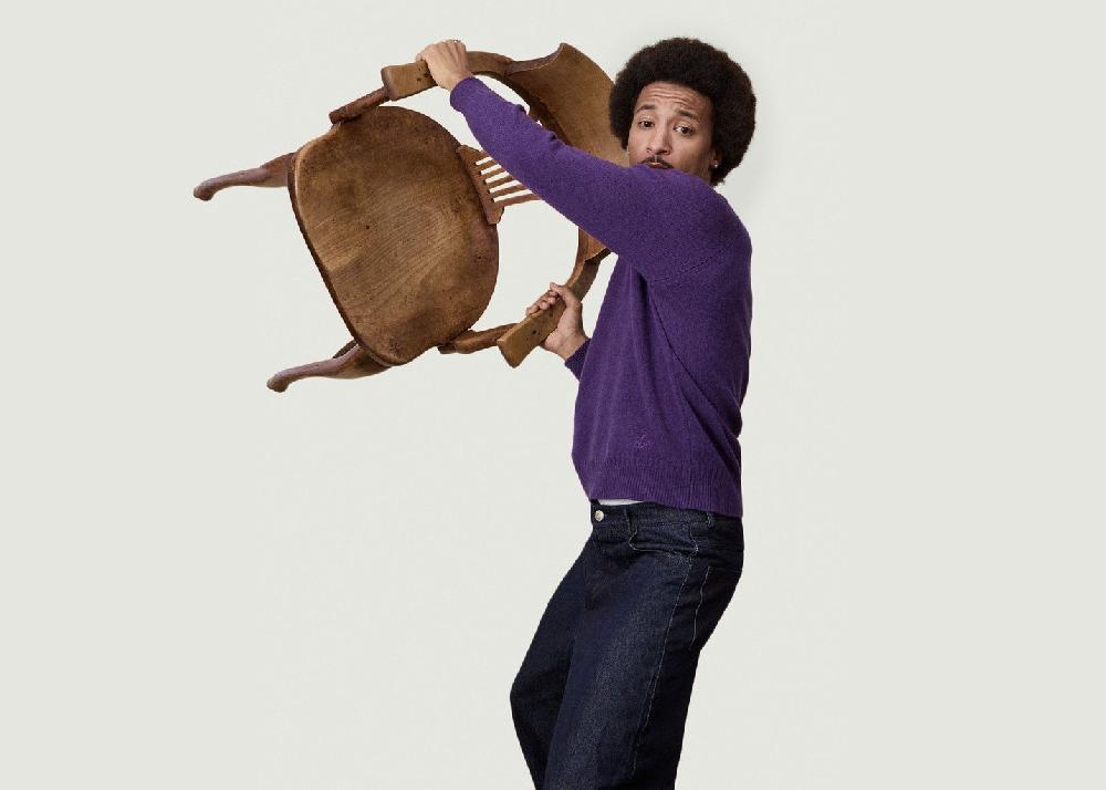 L'exception Col V En Cachemire X Léo Walk Violet Tricot