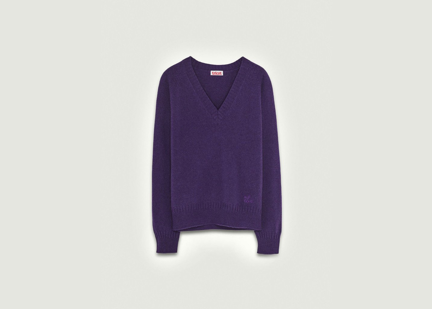 l'exception Col V en cachemire X Léo Walk Violet Tricot
