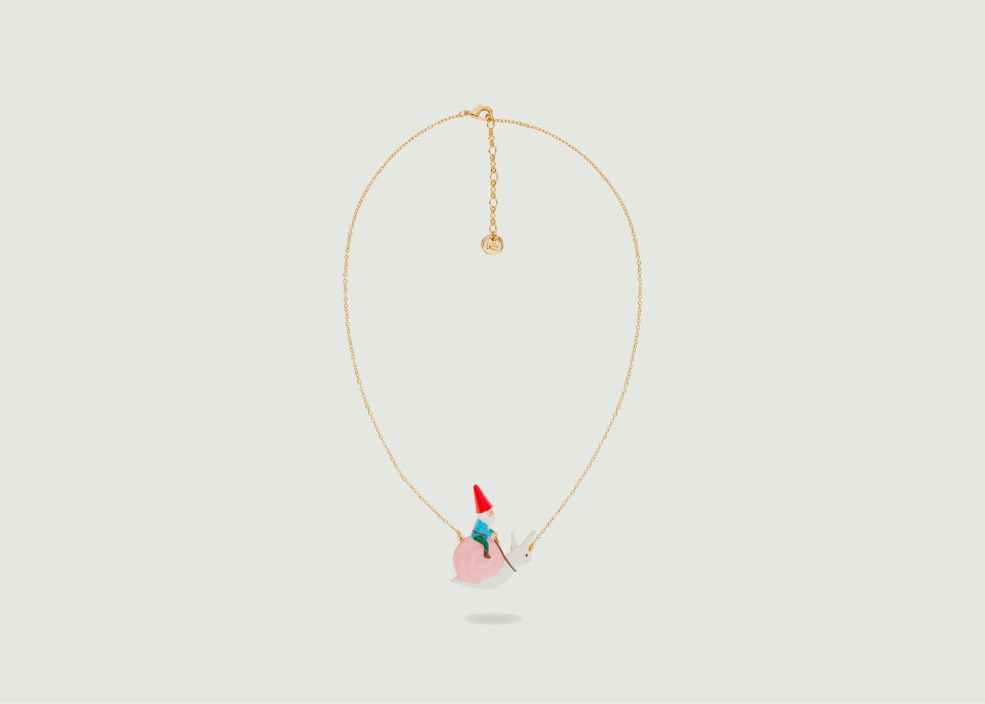 L'exception Collier Chaîne Avec Pendentif Nain De Jardin Champimignon Multicolore N2