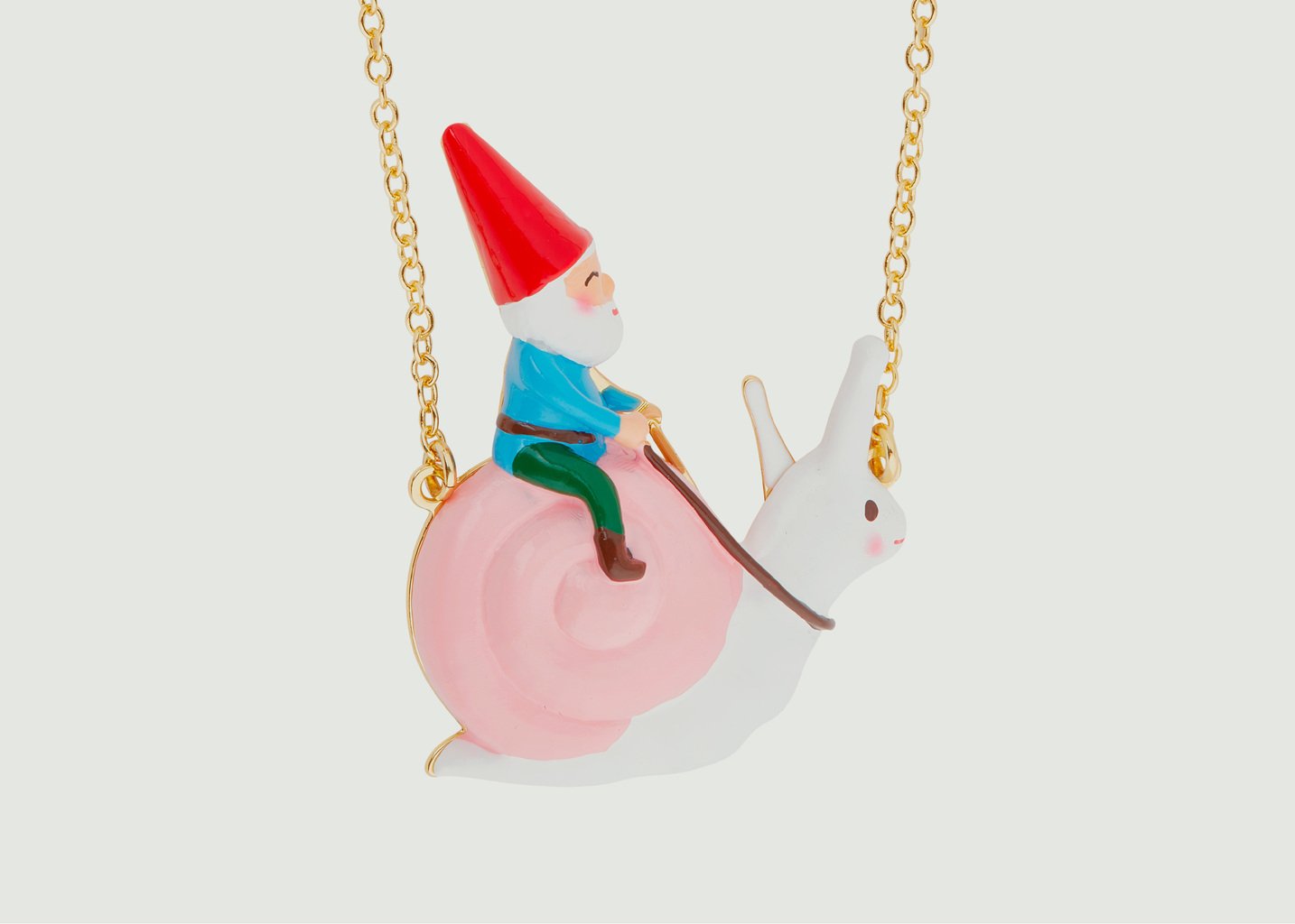 L'exception Collier Chaîne Avec Pendentif Nain De Jardin Champimignon Multicolore N2