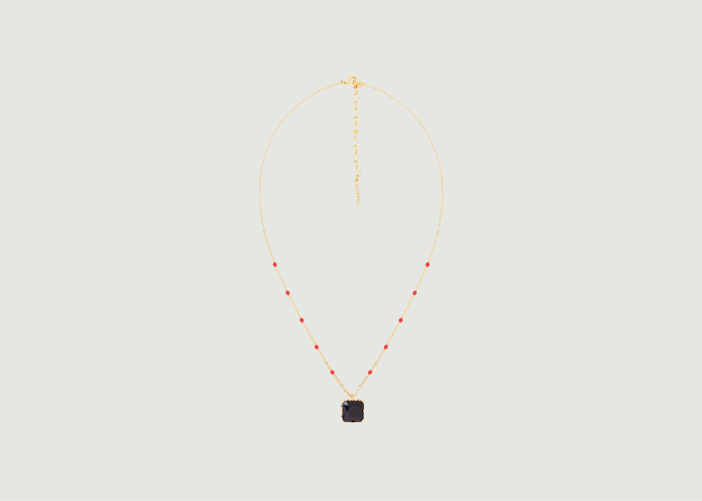 L'exception Collier Chaîne Avec Pendentif Pierre Carrée Colorama Noir Les Néréides