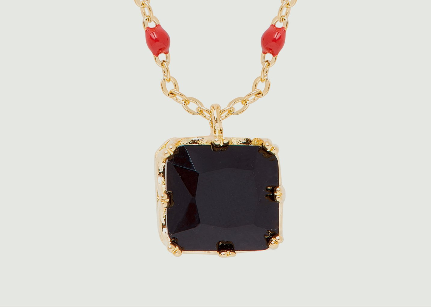 L'exception Collier Chaîne Avec Pendentif Pierre Carrée Colorama Noir Les Néréides