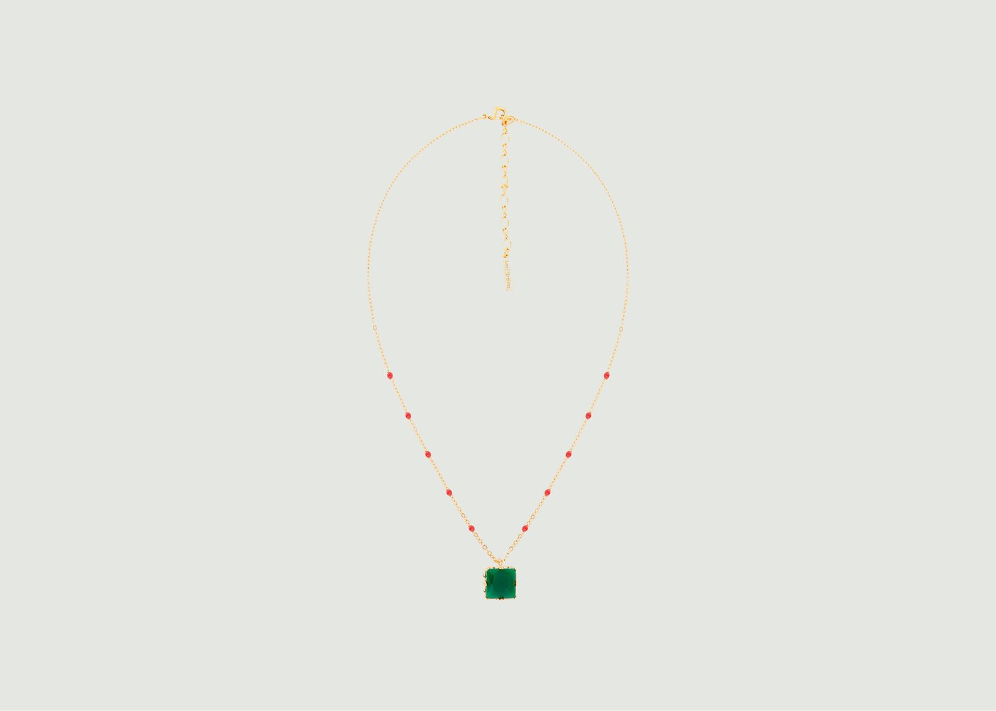 L'exception Collier Chaîne Avec Pendentif Pierre Carrée Colorama Vert Les Néréides