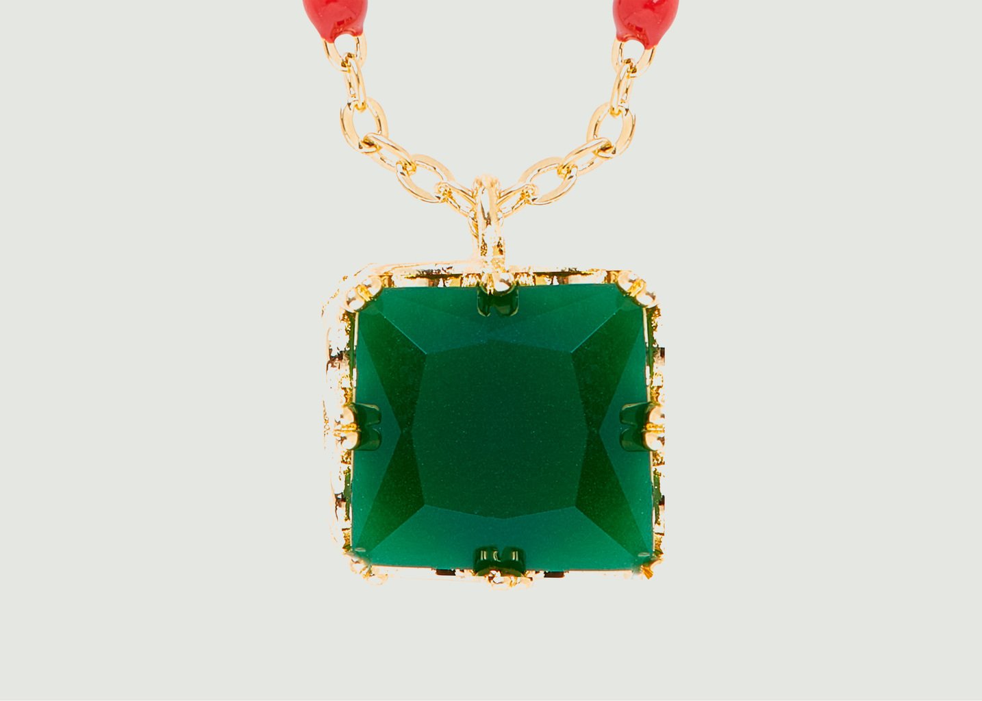 L'exception Collier Chaîne Avec Pendentif Pierre Carrée Colorama Vert Les Néréides