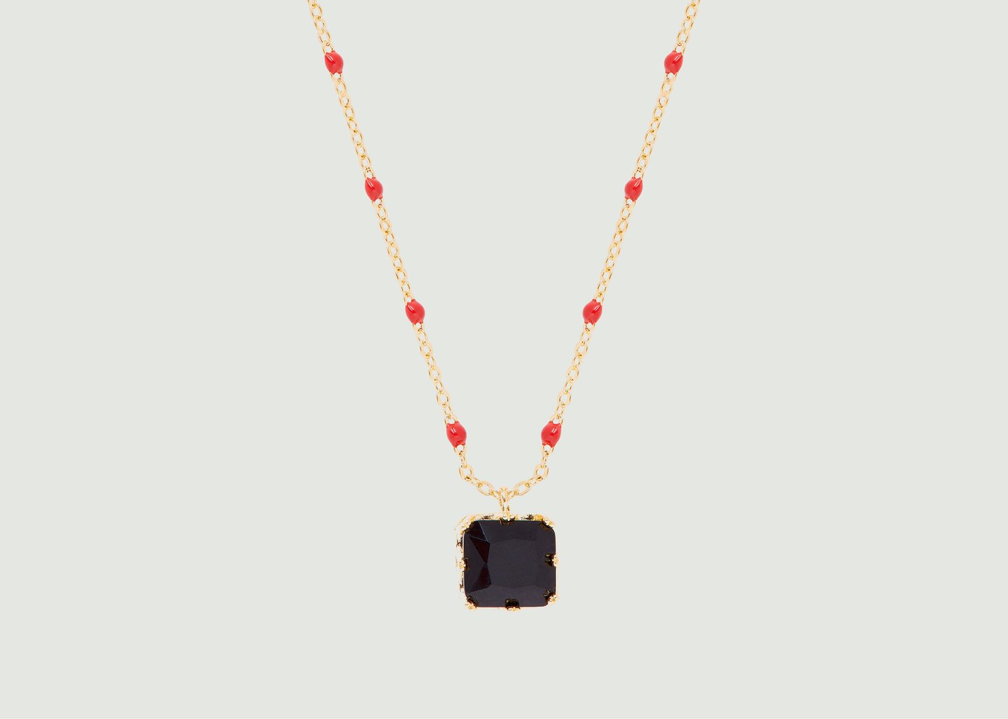 l'exception Collier chaîne avec pendentif pierre carrée Colorama Noir Les Néréides