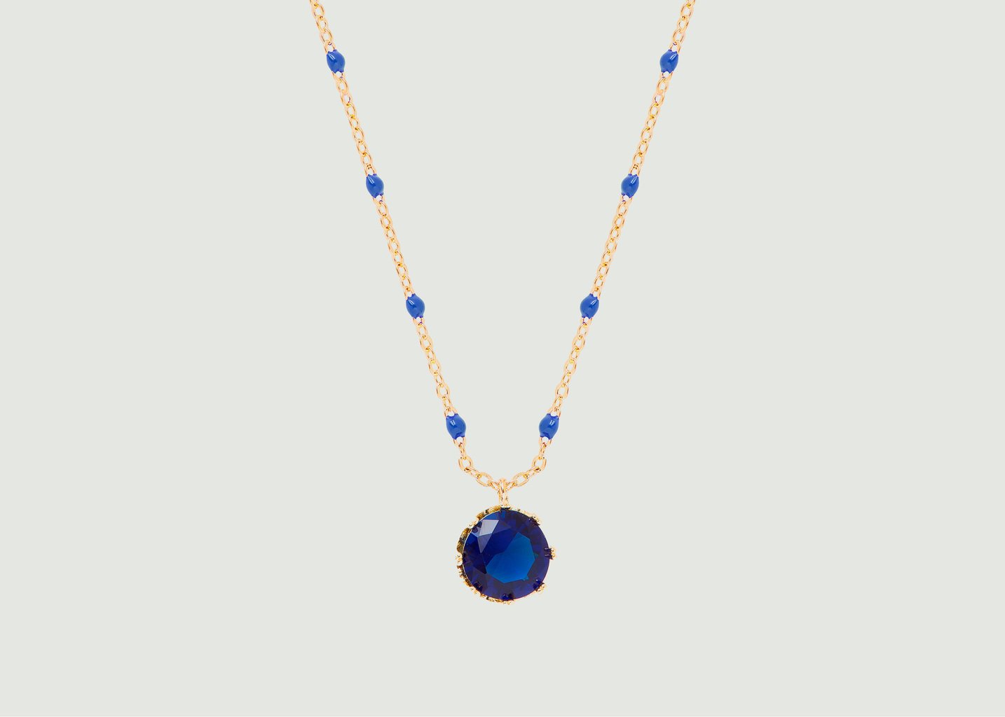 l'exception Collier chaîne avec pendentif pierre ronde Colorama Bleu Les Néréides