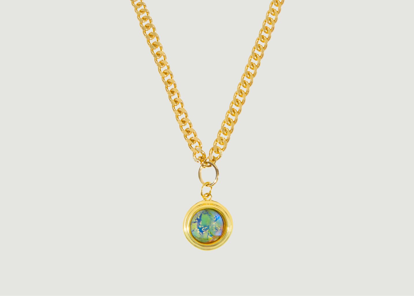 l'exception Collier en cristal marbré vert Or Wilhelmina Garcia