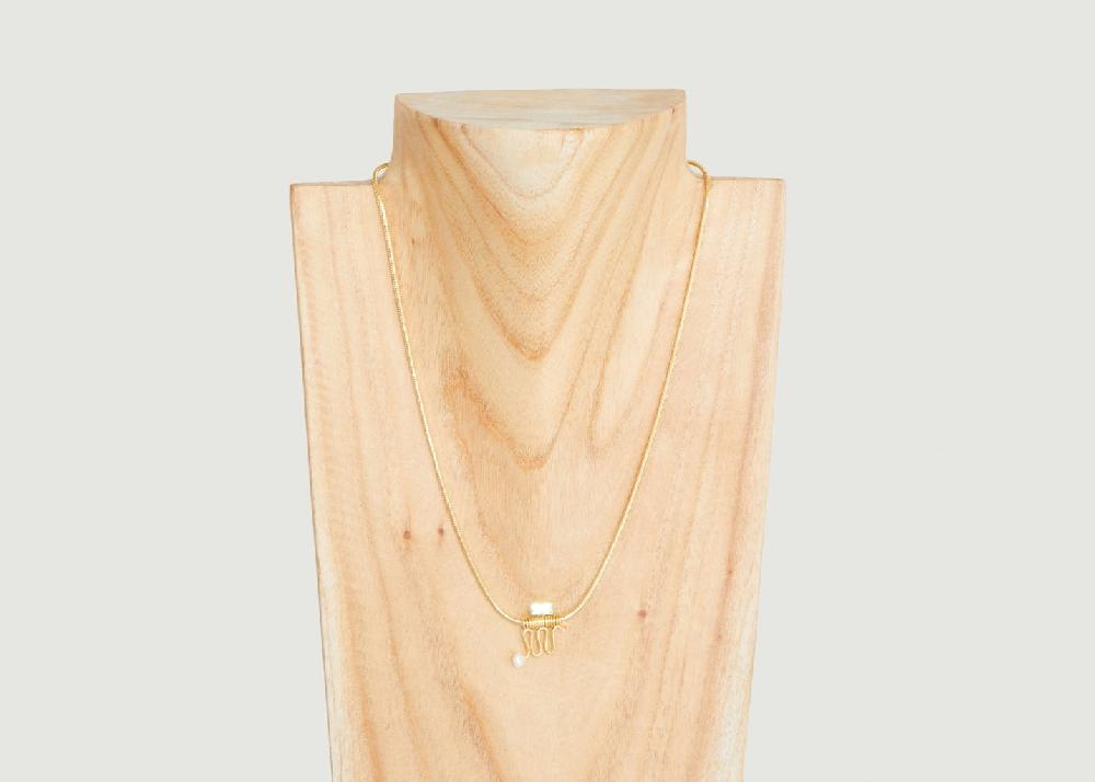 L'exception Collier Ettore Totem En Laiton Doré à L'or Fin 24 Carats Or Judith Benita
