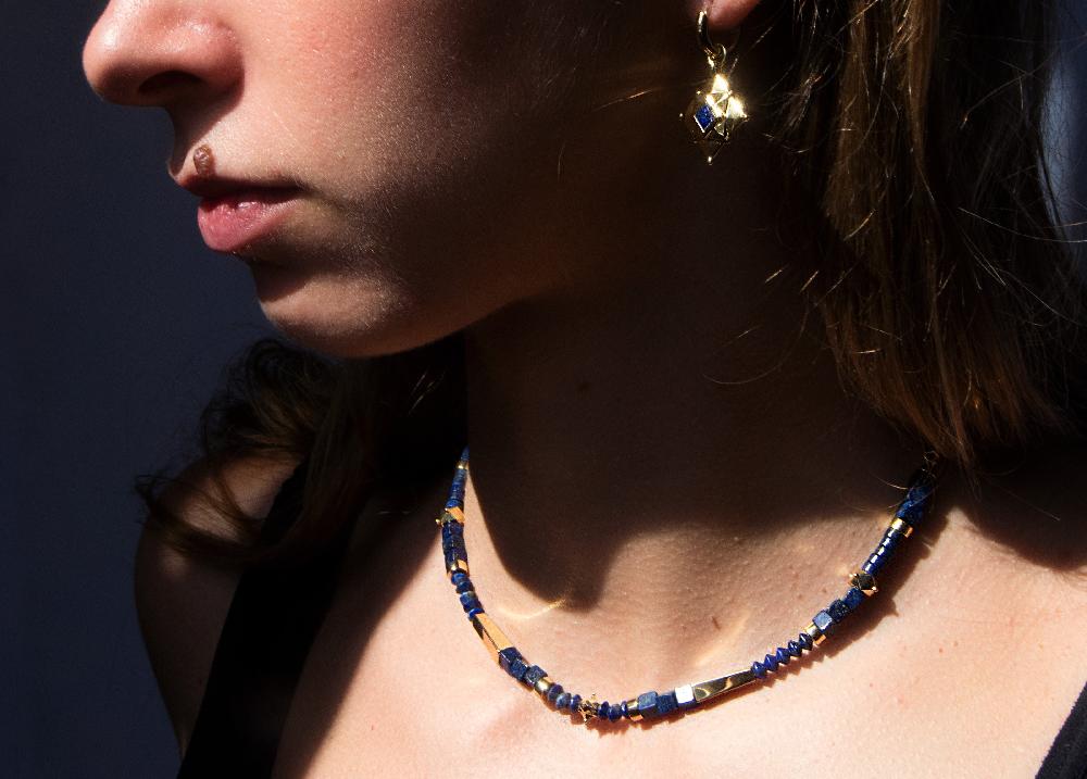 L'exception Collier Lapis Lazuli Laiton Aerea Studio