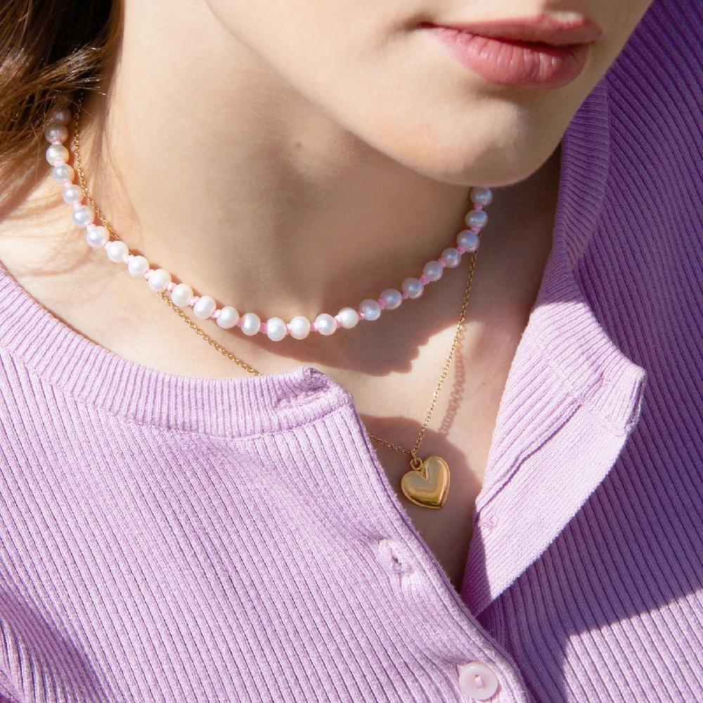 L'exception Collier Pink Knitted Pearl Or Wilhelmina Garcia