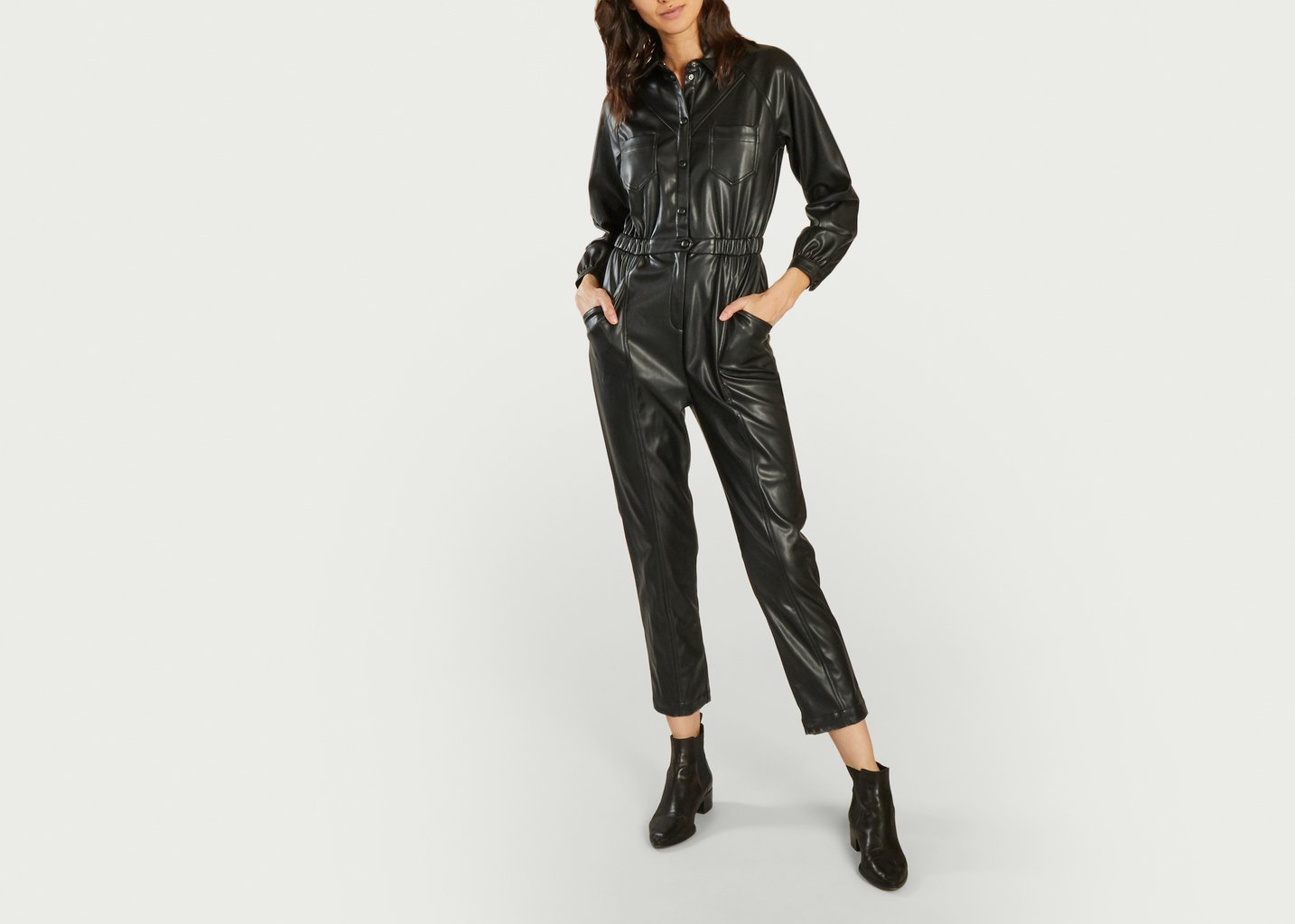L'exception Combinaison En Simili Cuir 7/8e Tina Noir Suncoo