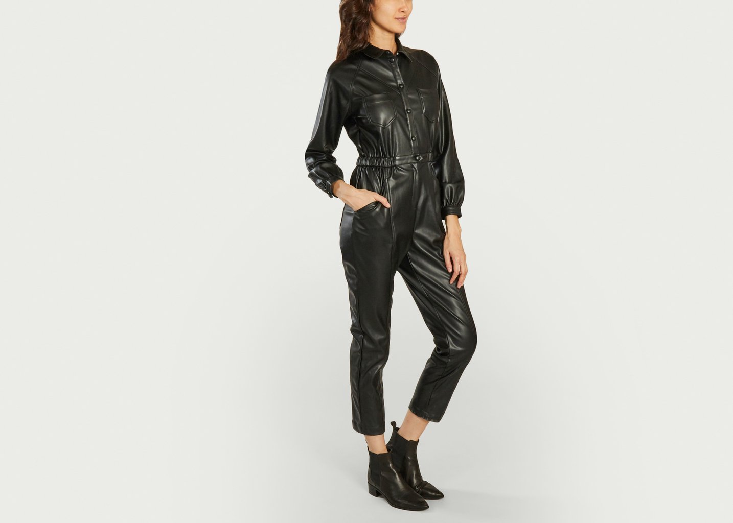 L'exception Combinaison En Simili Cuir 7/8e Tina Noir Suncoo