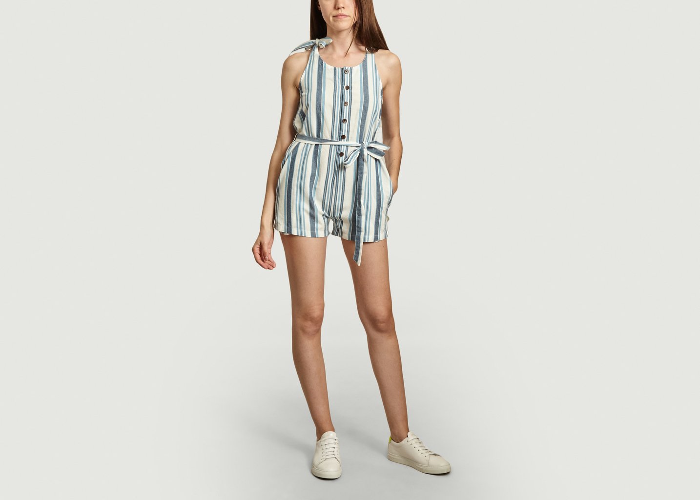 L'exception Combinaison Short Imprimé Rayures Bleu Thinking Mu