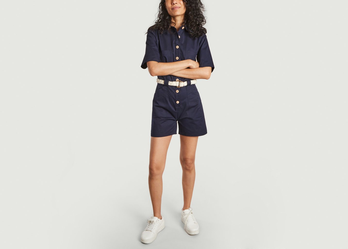 L'exception Combishort Colombe En Gabardine Bleu Marine La Petite Française