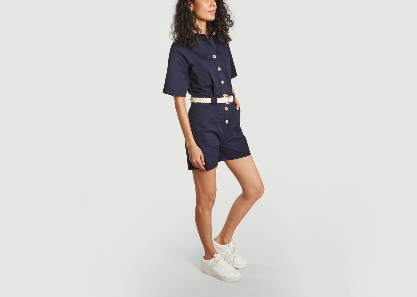 L'exception Combishort Colombe En Gabardine Bleu Marine La Petite Française