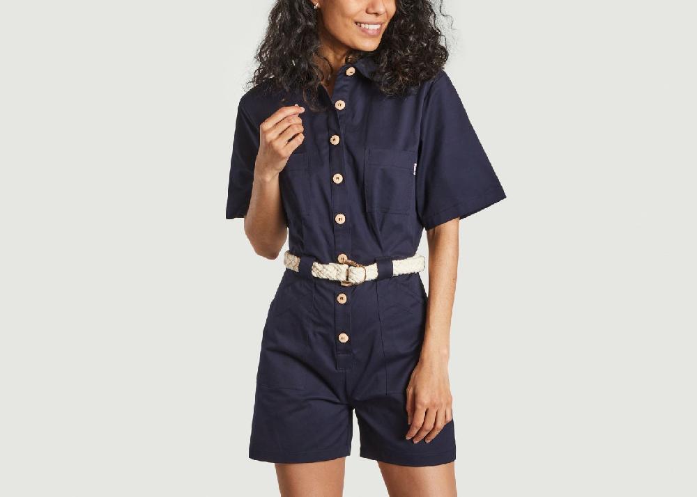 l'exception Combishort Colombe en gabardine Bleu Marine La Petite Française