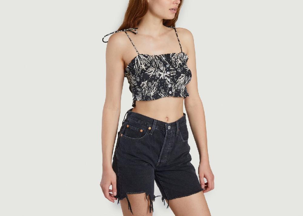 L'exception Crop Top En Coton Imprimé Fire Holiday Imprimé Roseanna