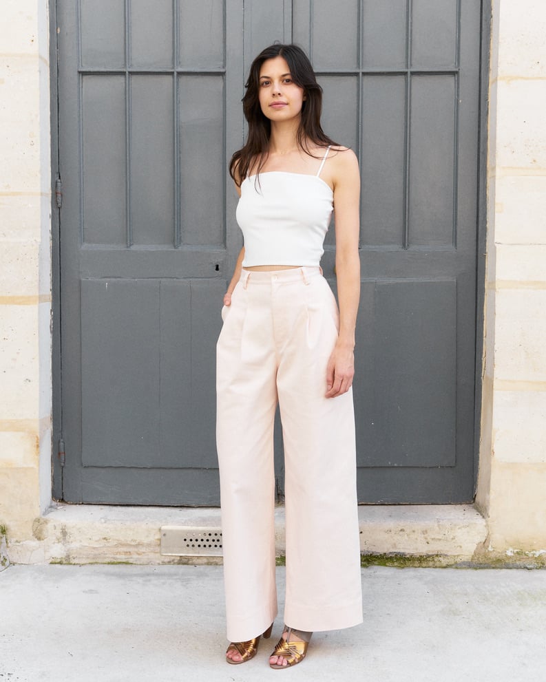 L'exception Daenerys Pantalon Large En Sergé Rose Pâle Erotokritos