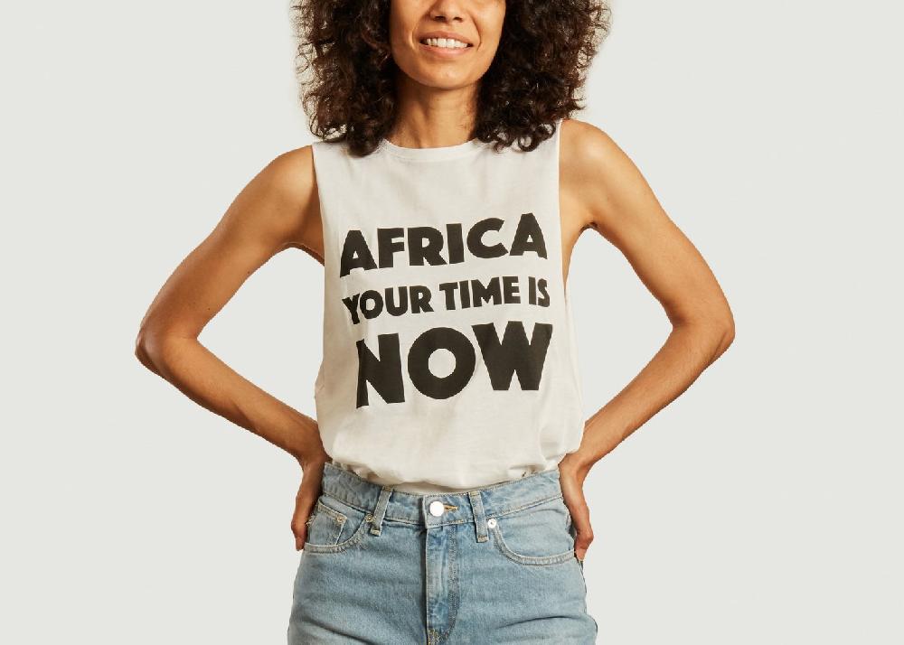 l'exception Débardeur imprimé AYTIN Blanc Africa your time is now