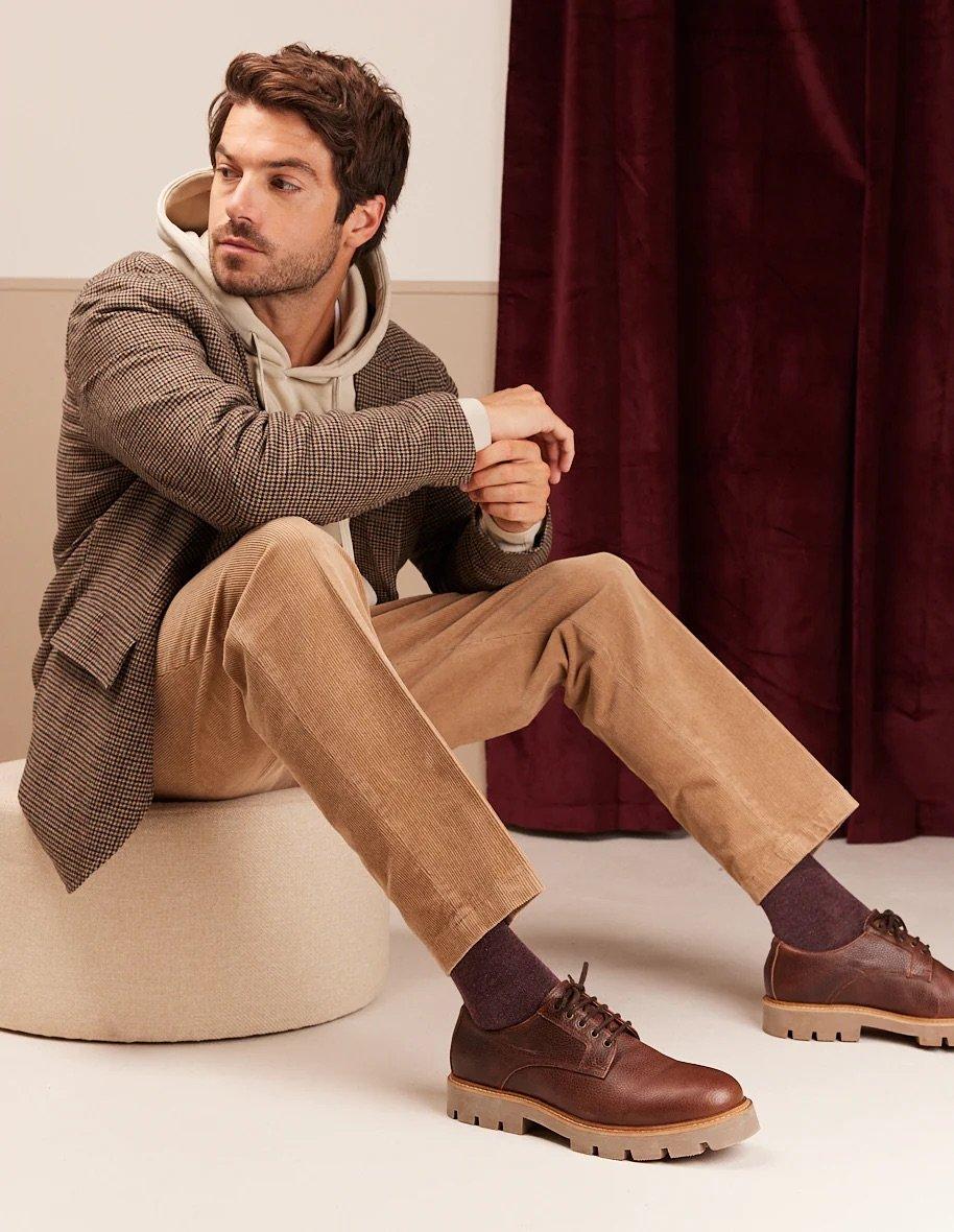 L'exception Derbies William Cuir Pull Up Grainé Marron Odaje Ex M.Moustache