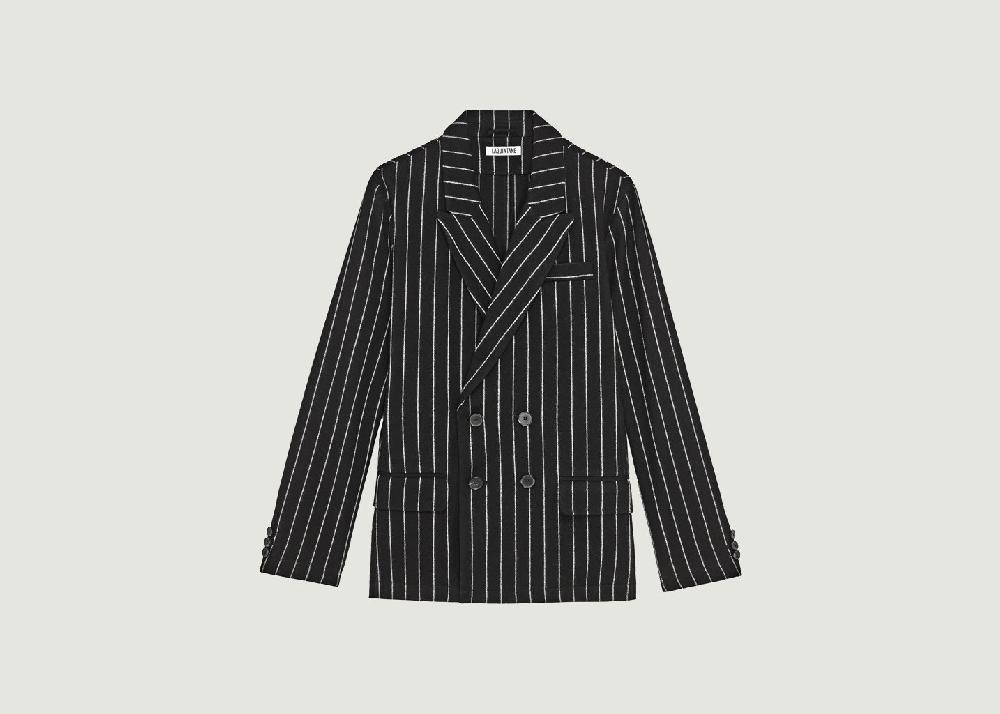 l'exception Double breasted jacket Black Noir Laquintane