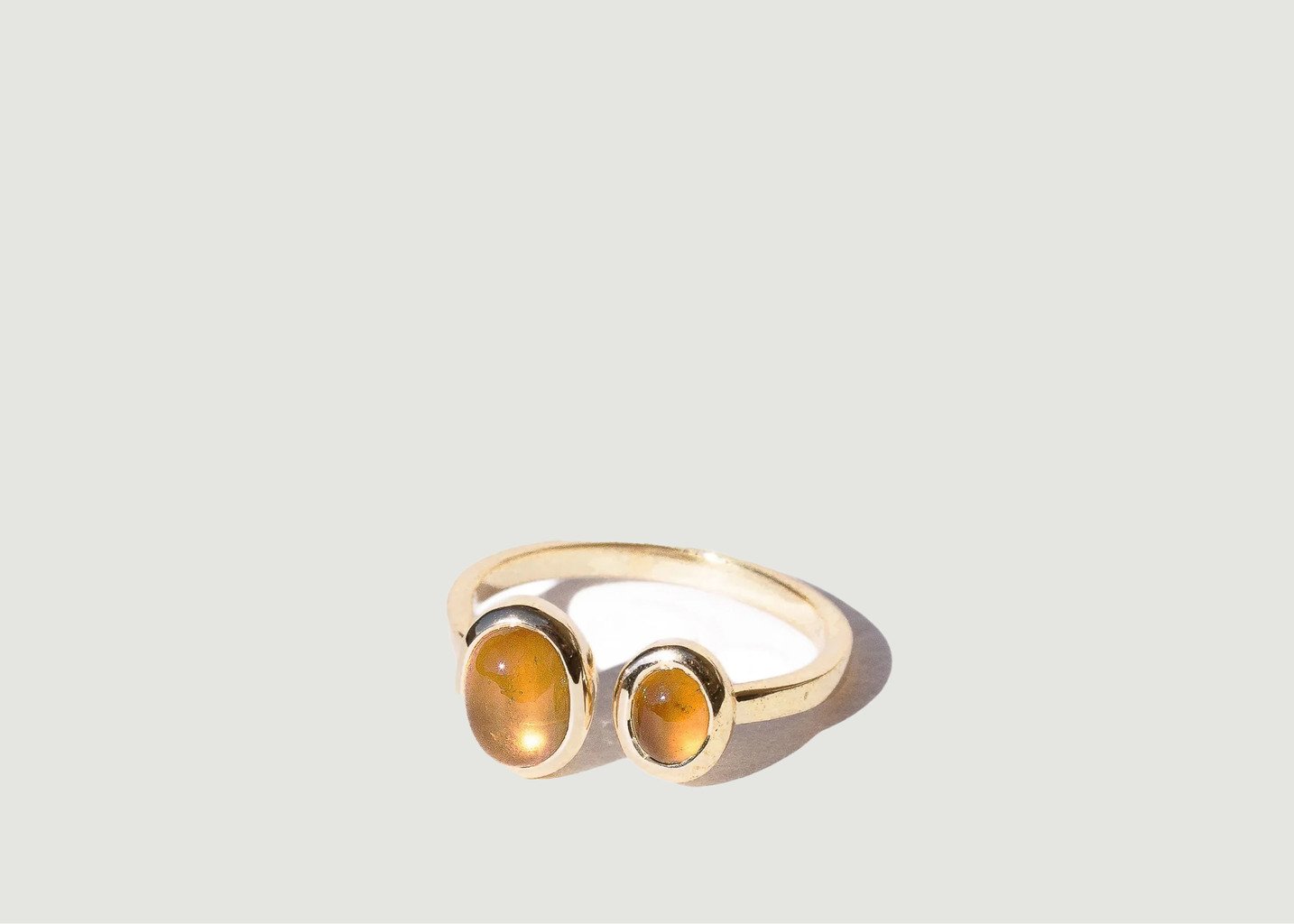 l'exception DUO MIEL Bague en argent plaqué or et Quartz miel Or Gamme Blanche